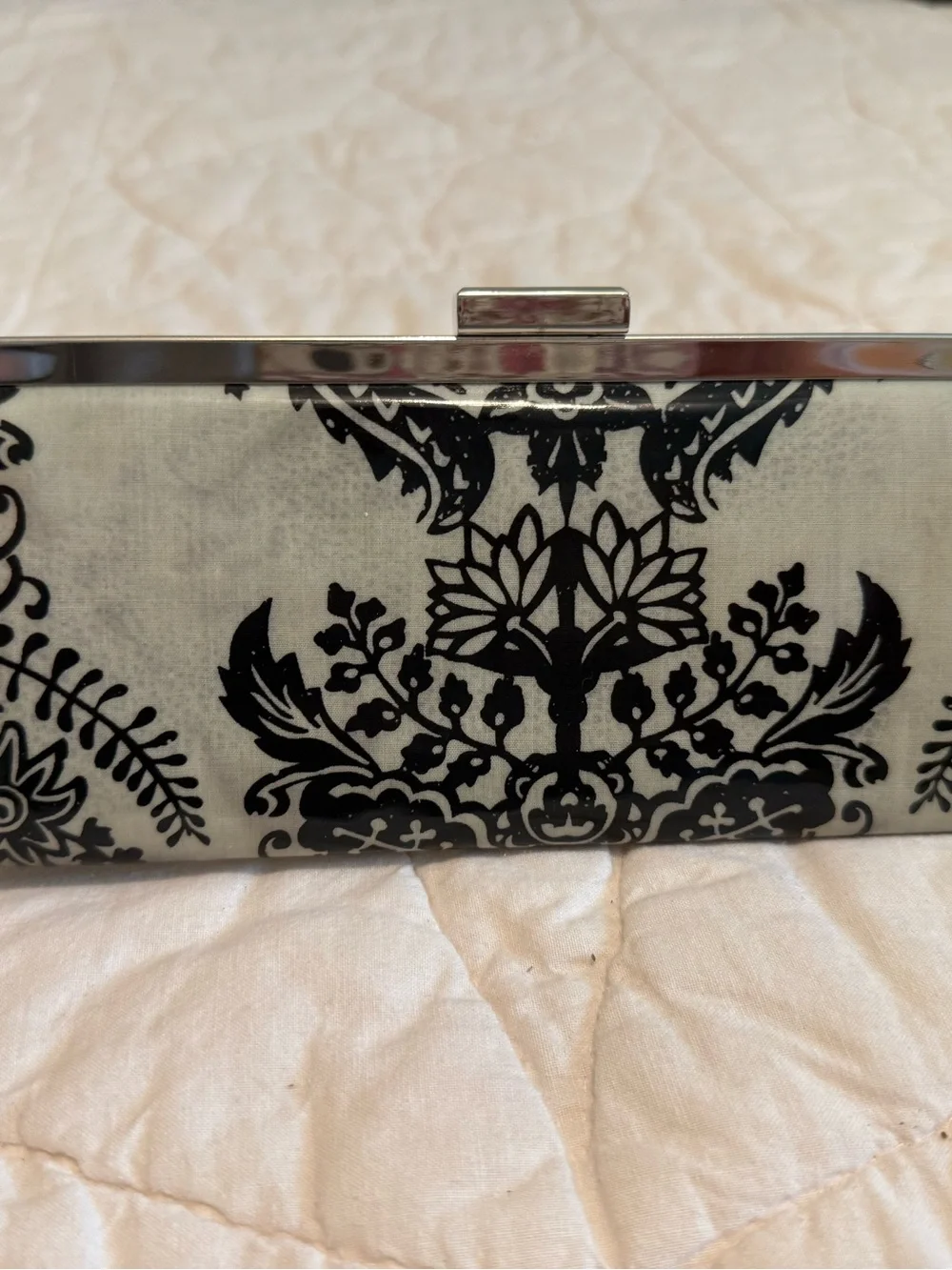 Elegant Black and White Damask Clutch